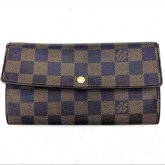 Authentic Louis Vuitton Damier Ebene Sarah Long Wallet - Picture 1 of 17